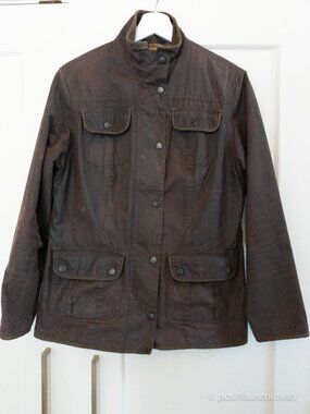 Barbour Utility Waxed Cotton Jacket Brown Women's US 8 UK 12 EUC